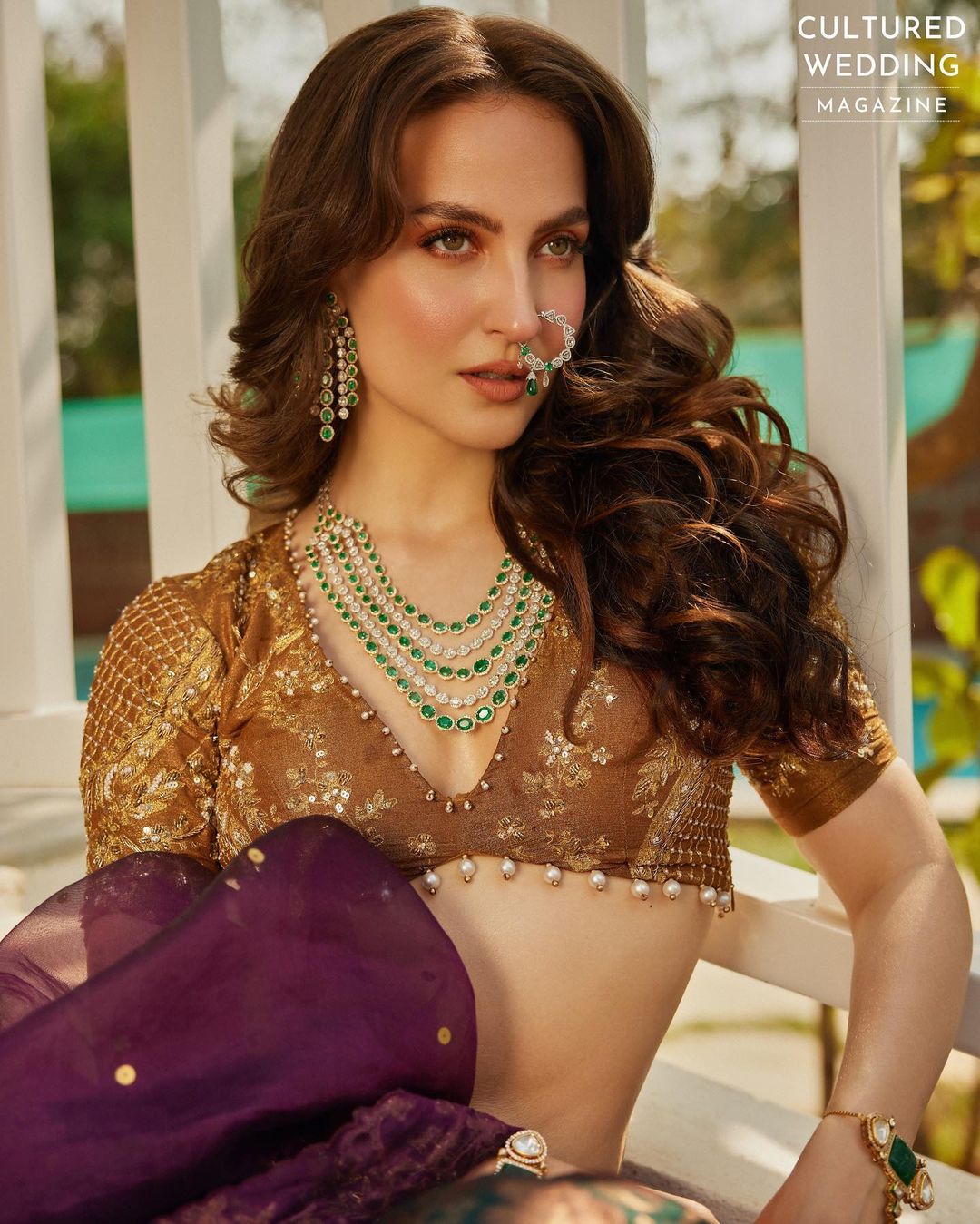 BOLLYWOOD ACTRESS ELLI AVRRAM IMAGES IN VIOLET LEHENGA CHOLI 4